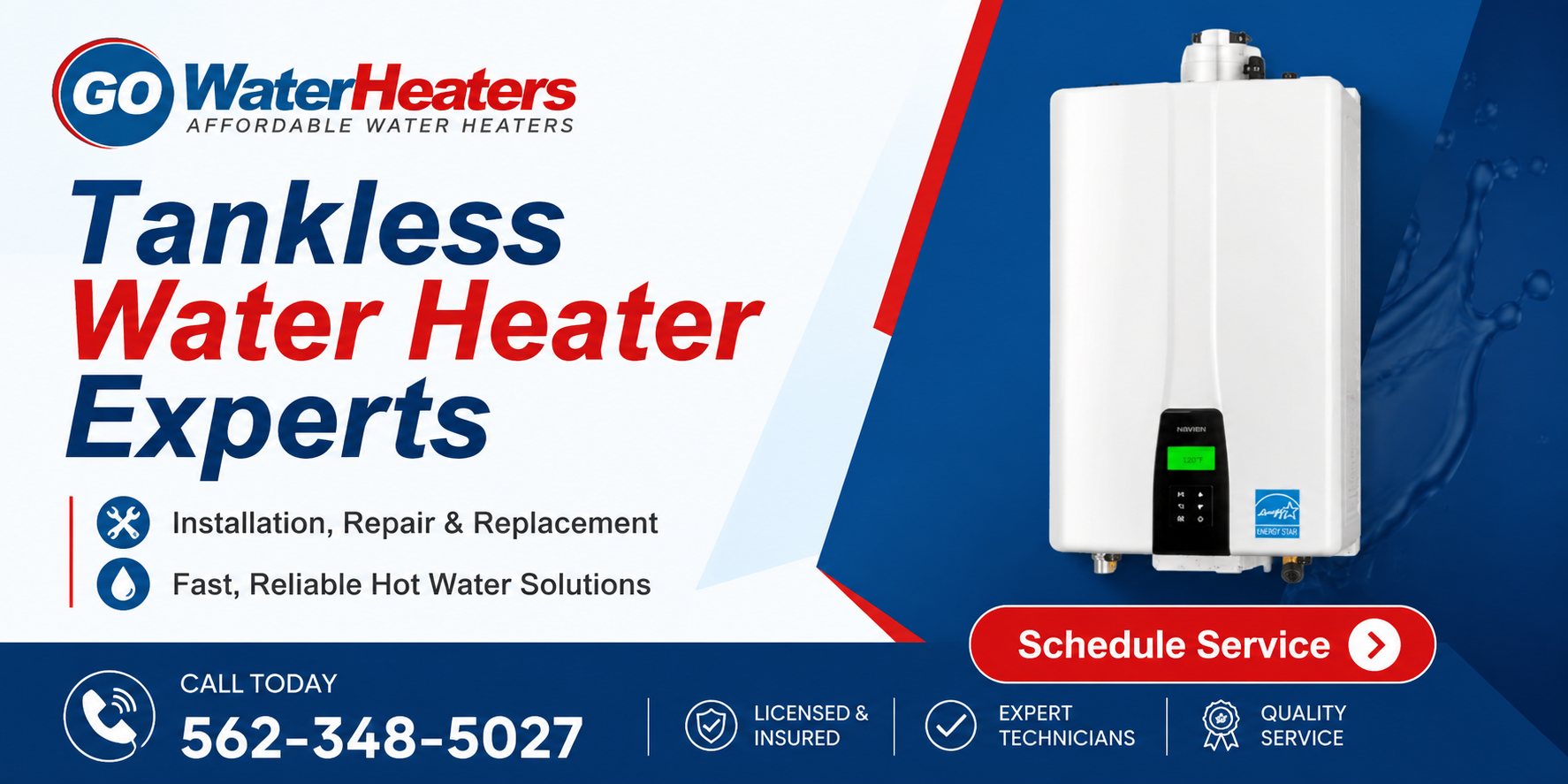 Rinnai Tankless Water Heater Installers in Lakewood CA by Go Water Heaters